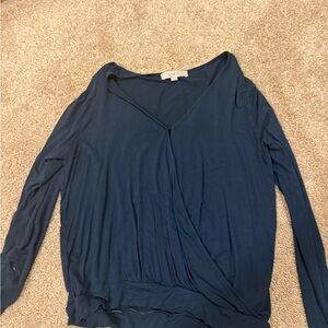 LOFT Deep Blue V-Neck wrap Blouse
